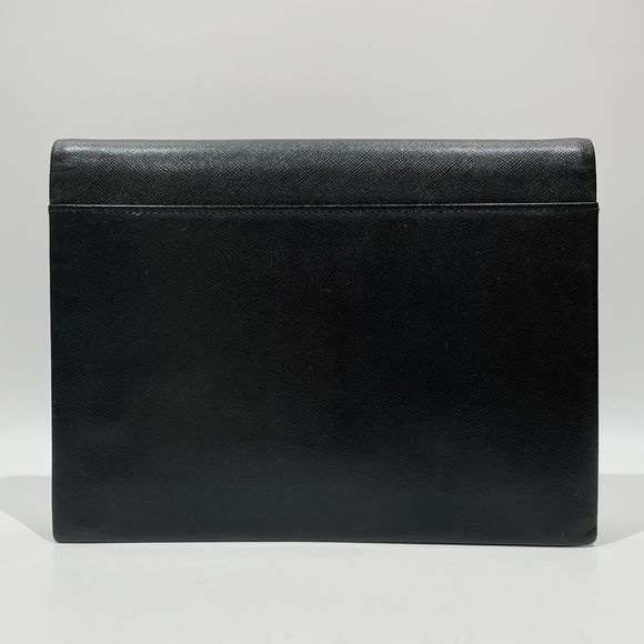 Saint Laurent Bag Clutch Square Logo Yves Black - Picture 1 of 9